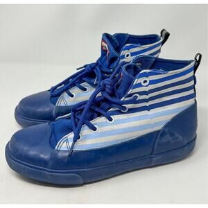 Hunter for Target Unisex Kids Striped Dipped Canvas Boots Blue White Size 5